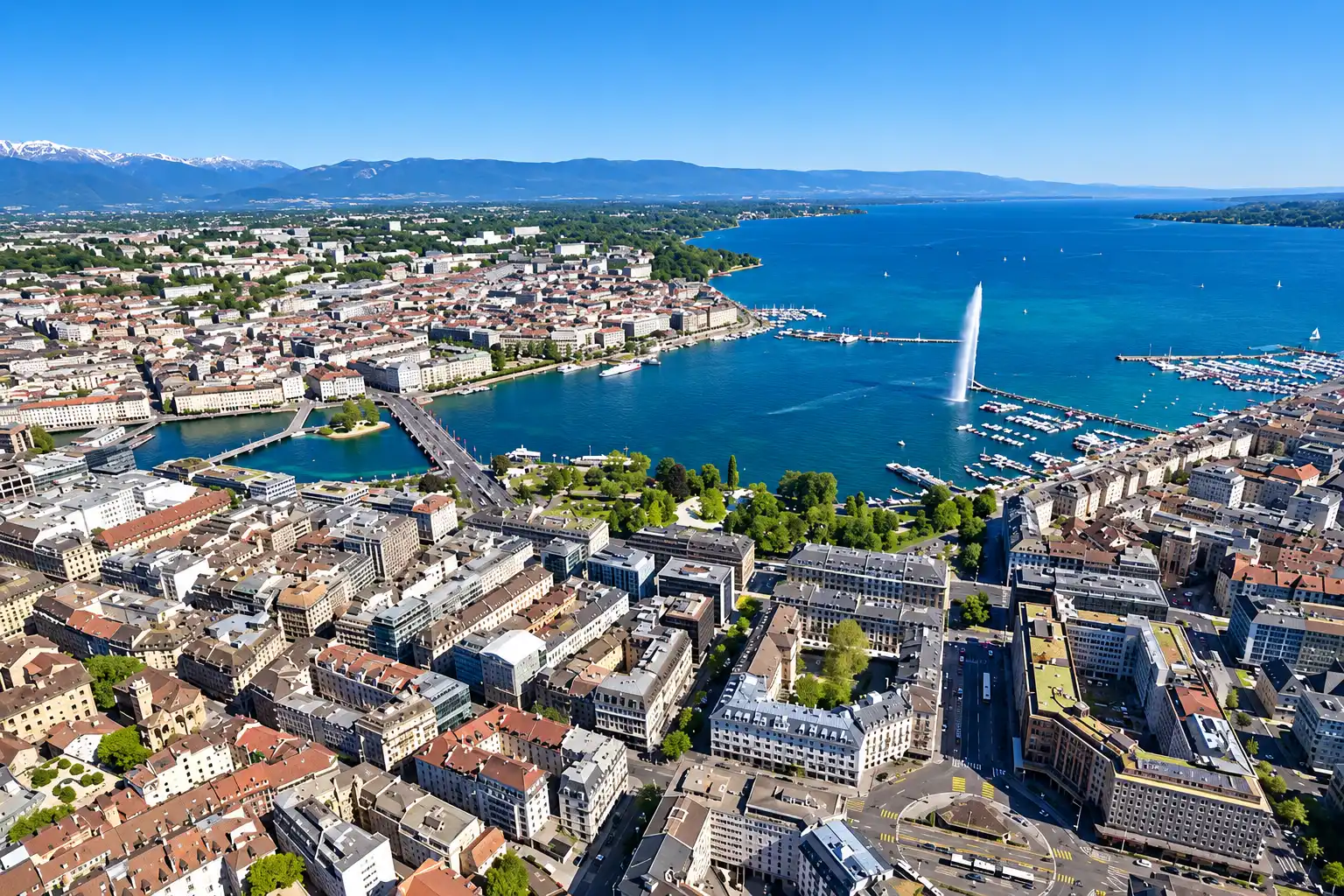 Vue de la rade de Genève pour illustrer une recherche de logement